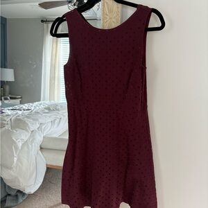 LOFT Burgundy Textured Mini Dress